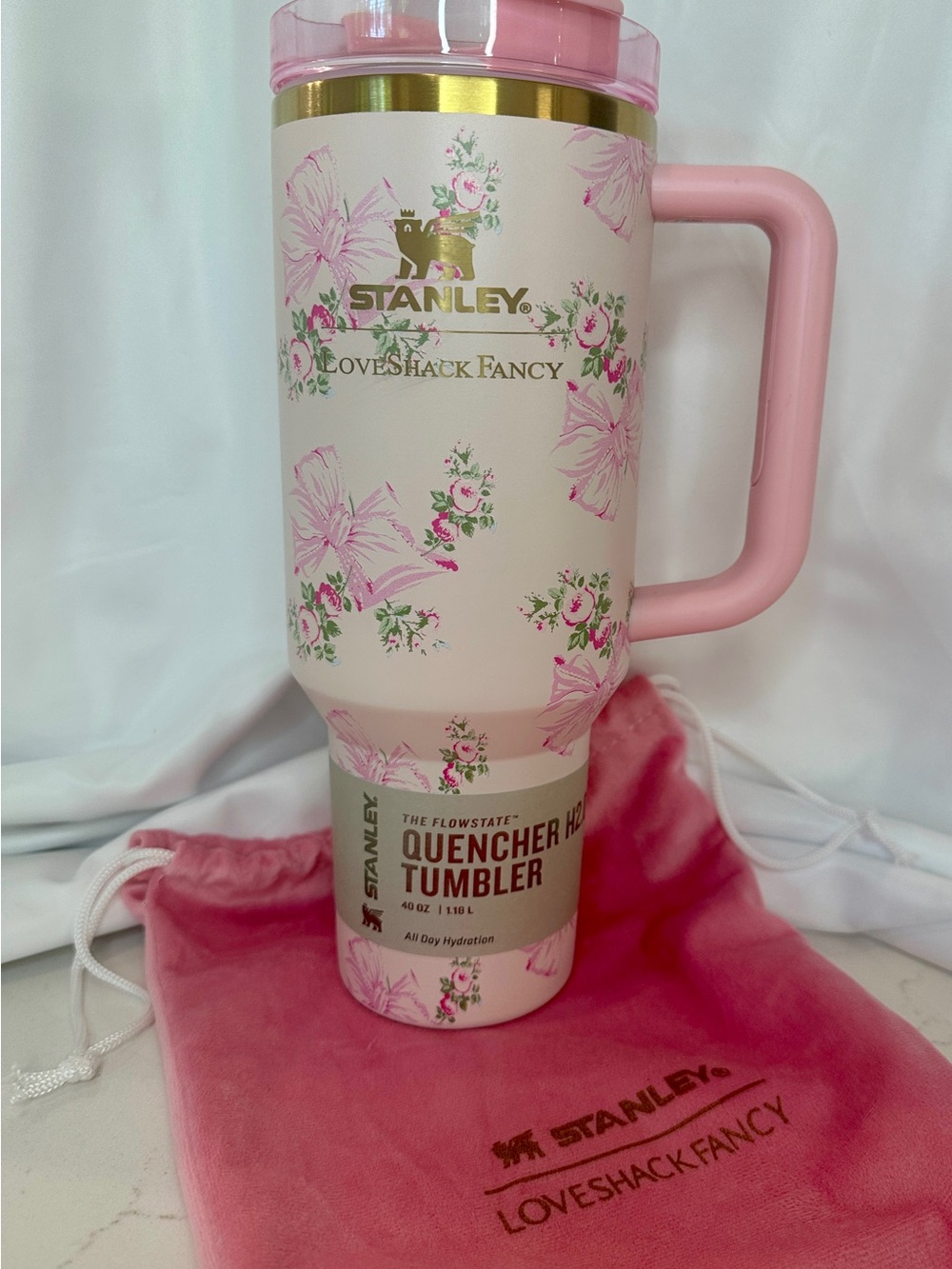 Stanley x LoveShackFancy 40oz Pink Bow Quencher NWT